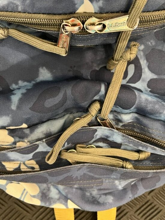 Vintage L.L. Bean Deluxe Book Pack Backpack Blue Floral Hibiscus Tie Dye 32L main image 13